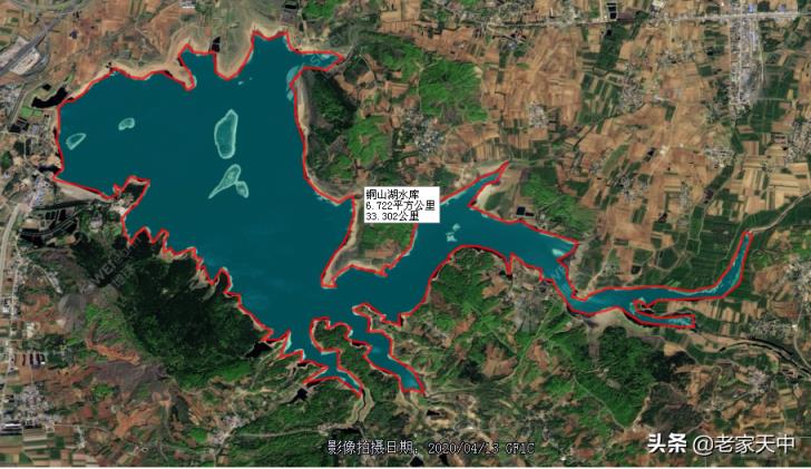 宋家场(铜山湖)水库目前博山水库2020年4月实测水域面积14.